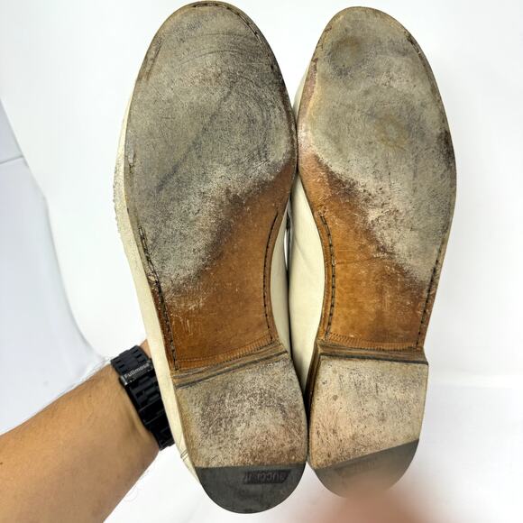 Gucci Men’s Leather Tassel Loafers 45.5C (US 12.5) Ivory Vintage Made in Italy - Picture 4 of 11